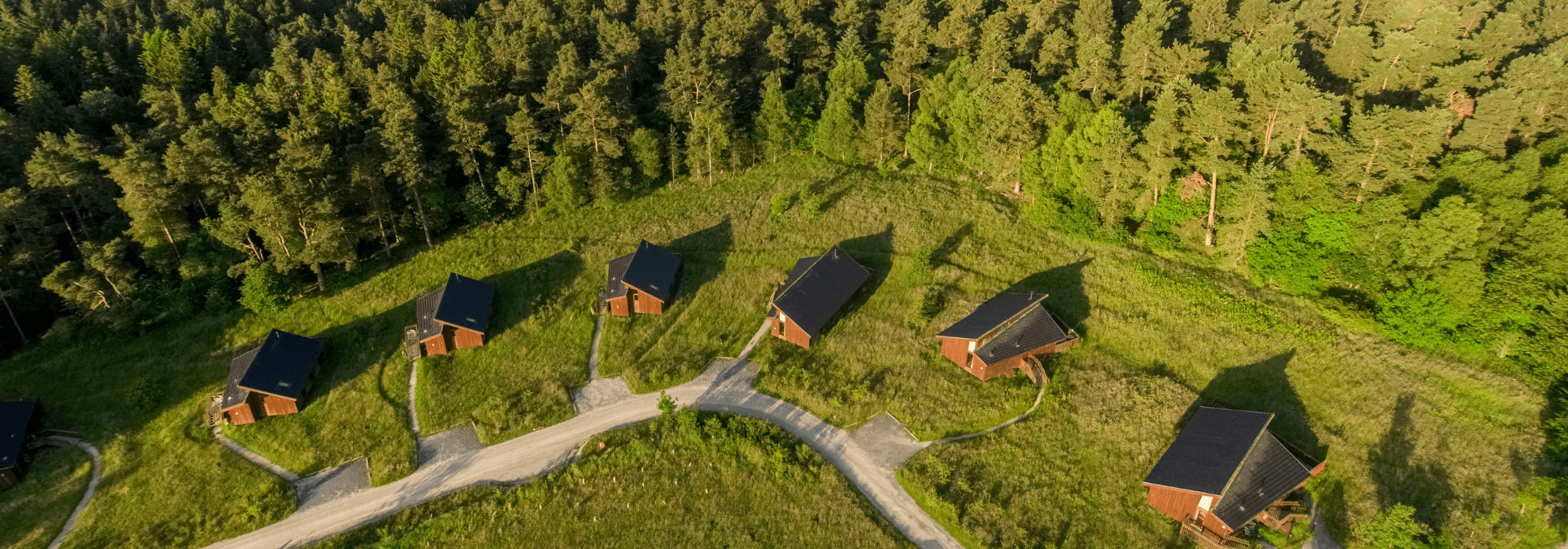 Drone view of Cropton, Yorkshire Forest Holidays