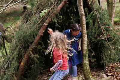 Children den building in the forest