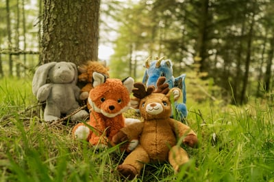 Toy animals in the forest