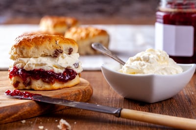 Scones with jam and cream