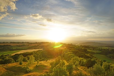Aerial view of Forest of Dean in Gloucestershire.