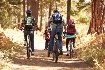 Family bike rides through Delamere Forest, Cheshire