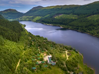 Drone view of Ardgartan, Argyll 