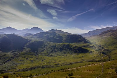 Landscape views of Snowdonia, Wales
