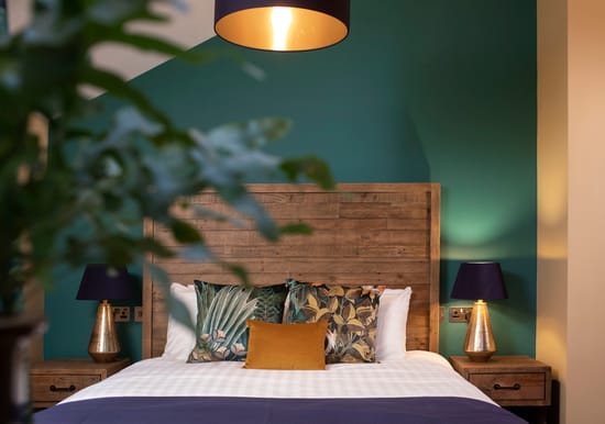 Master bedroom in Golden Oak Hideaway at Delamere Forest