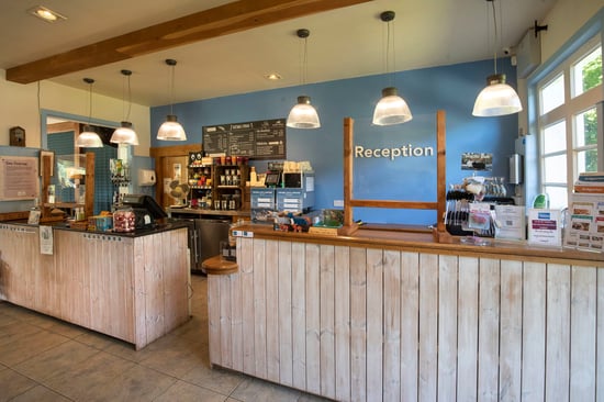 Inside the reception area at Argyll, Forest Holidays