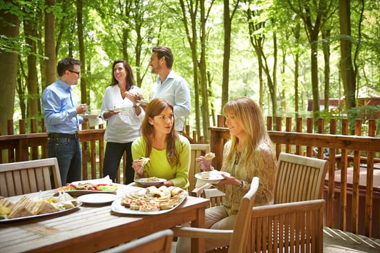 Team meeting in the forest