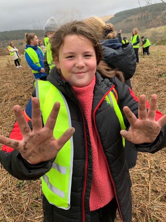 Garwnant tree planting with local school