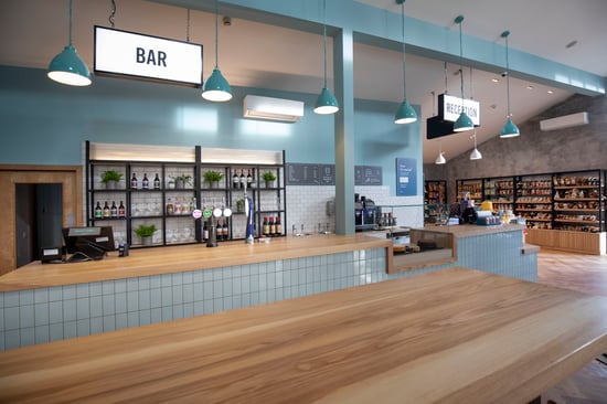 Delamere Forest bar area in the Forest Retreat