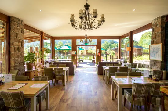 Inside the restaurant area at Argyll, Forest Holidays
