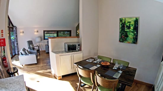 Wheelchair-adapted Silver Birch dining area at Beddgelert, Forest Holidays