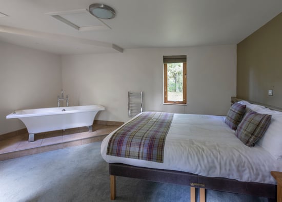 Golden Oak Cottage master bedroom at Keldy, Yorkshire