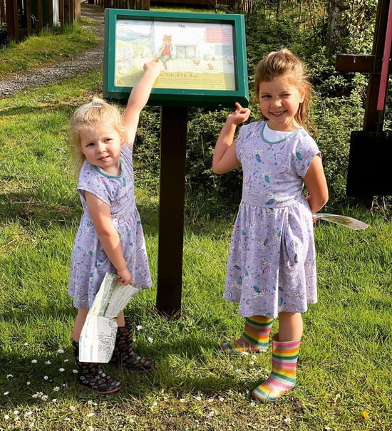 Children taking part in Peter Rabbit self-led trail at Forest Holidays by @wendyarms