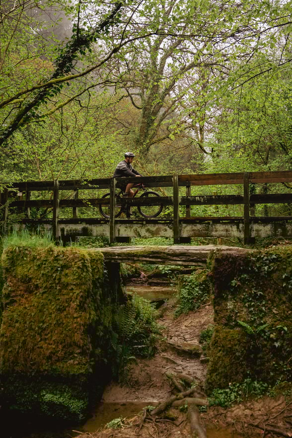 cyclist on a bridge 