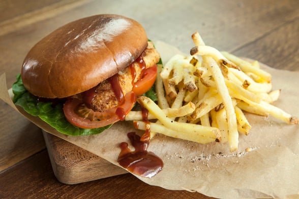 Chicken burger at Forest Holidays