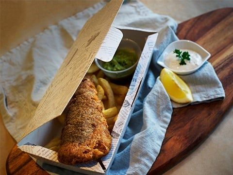 Fish and chips delivery at Beddgelert, Forest Holidays