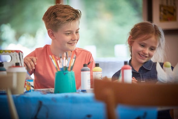 Children clay pottery painting