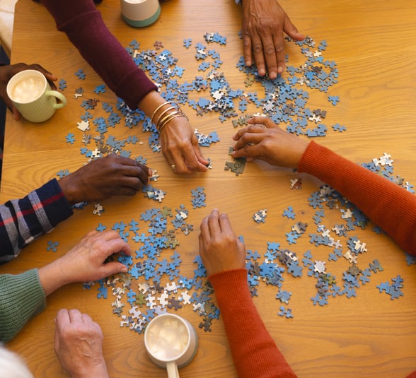 Jigsaw puzzle flatlay