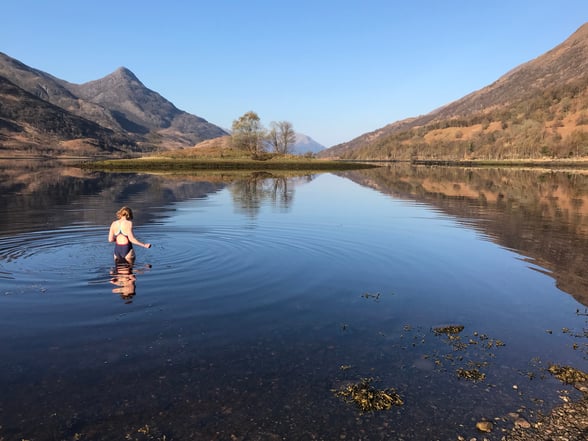 Person wild water swimming