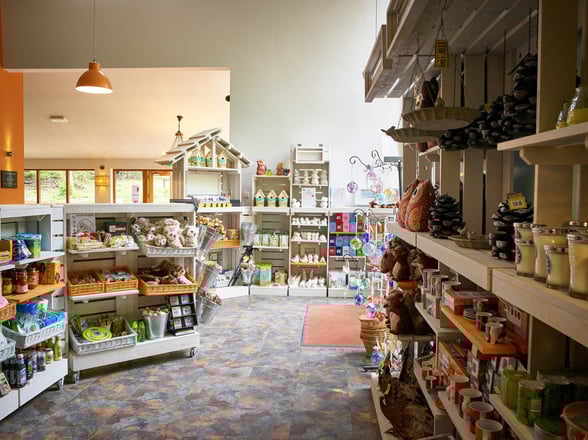 Interior view of the shop in the Forest Retreat at Blackwood, Hampshire, Forest Holidays