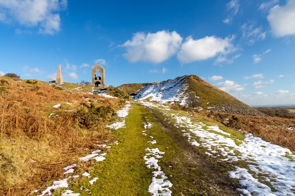 Remains of an ancient engine house on Bodmin Moor, Cornwall