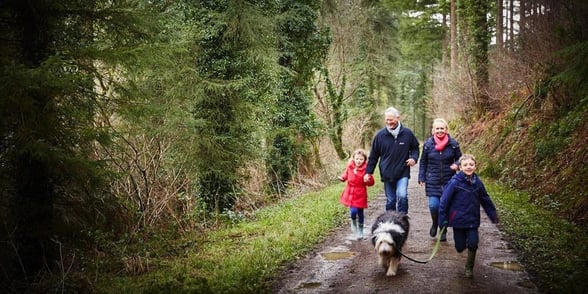 Family walking at Forest Holidays