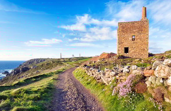 View of the Wheal Owles Engine House in Poldark country, Cornwall