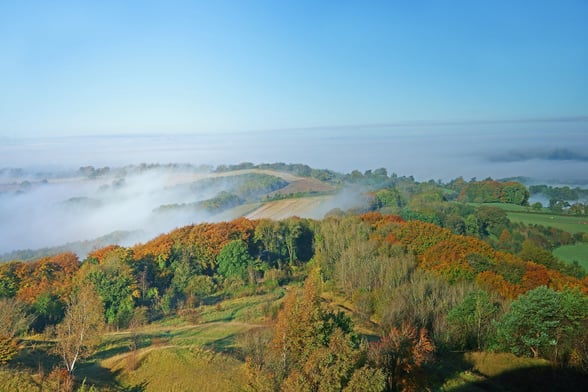 Aerial view of May Hill in Gloucestershire 