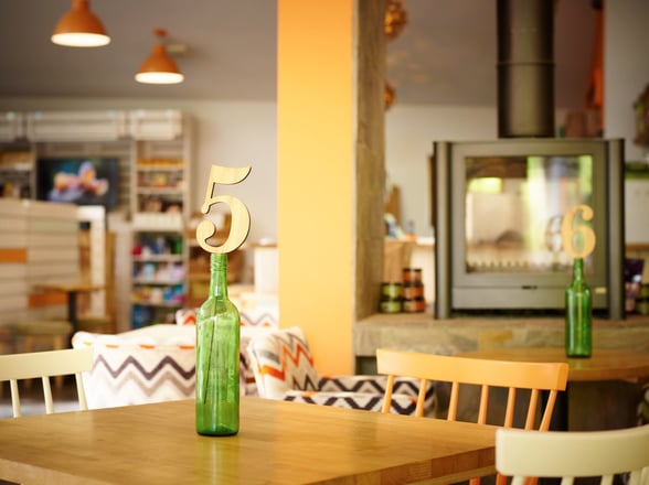 Cafe area in the Forest Retreat at Blackwood Forest, Forest Holidays
