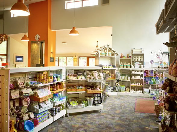 Shop area inside the Forest Retreat at Blackwood Forest, Forest Holidays