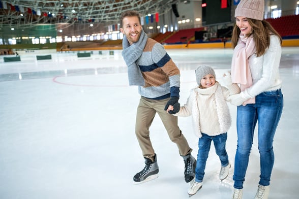 Family ice skating at the National Ice Centre in Nottingham