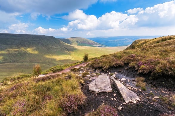 View of Mountains in national park Brecon Beacons in Wales