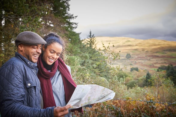 A couple exploring Wales on a weekend break