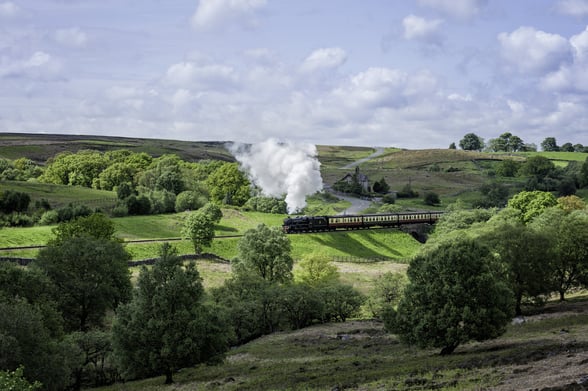 Vintage steam train at Goathland, Yorkshire