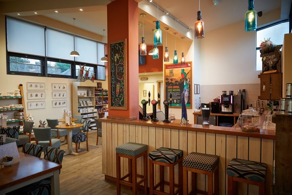 Restaurant area in Forest Hub at Keldy, Forest Holidays