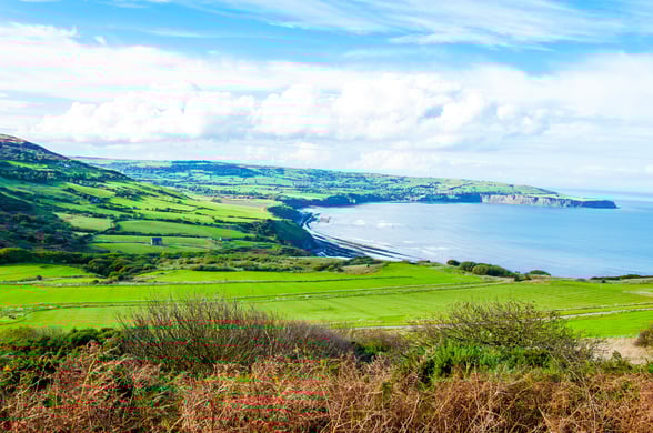 Scenic view over Robin Hoods Bay, North Yorkshire