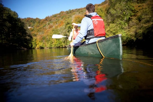 Guests on a canoeing adventure on the River Wye