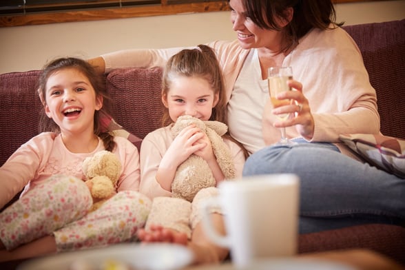 Family in cabin