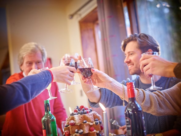 Family Christmas dinner at Forest Holidays cabin