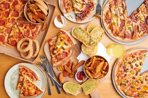 Pizza takeaway flatlay