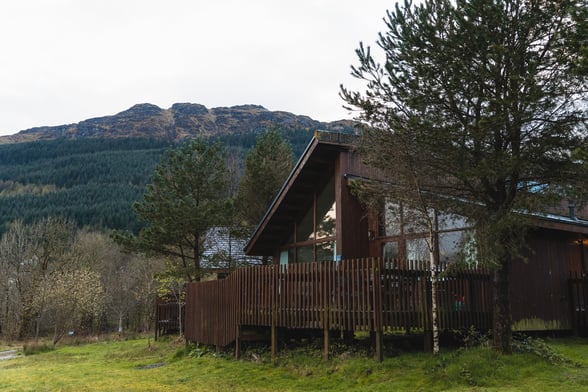 Log cabin at Argyll in winter