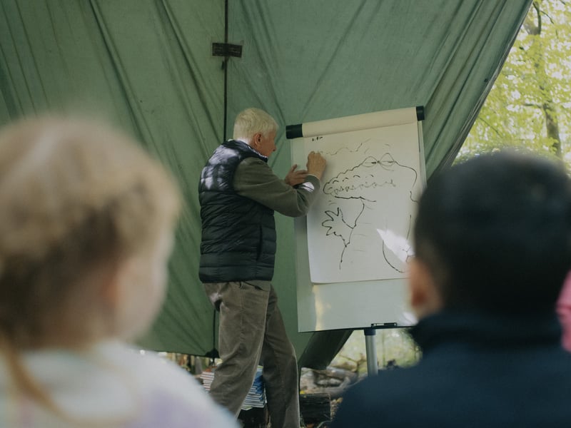 Nick Butterworth doing a live illustration at Forest Holidays