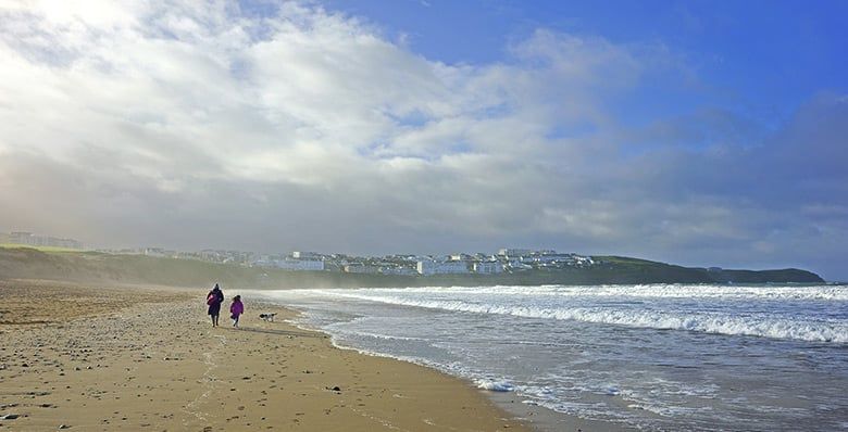 Winter walk along Fistral beach