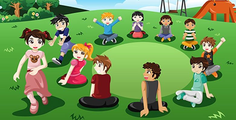 Interactive image of children playing Duck, Duck, Goose