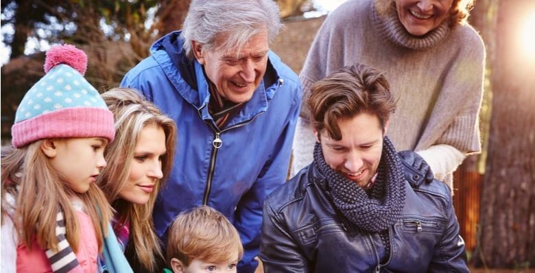 3 generation family on a Forest Ranger activity at Forest Holidays