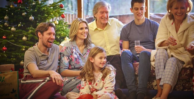 3 generation celebrating Christmas at Forest Holidays