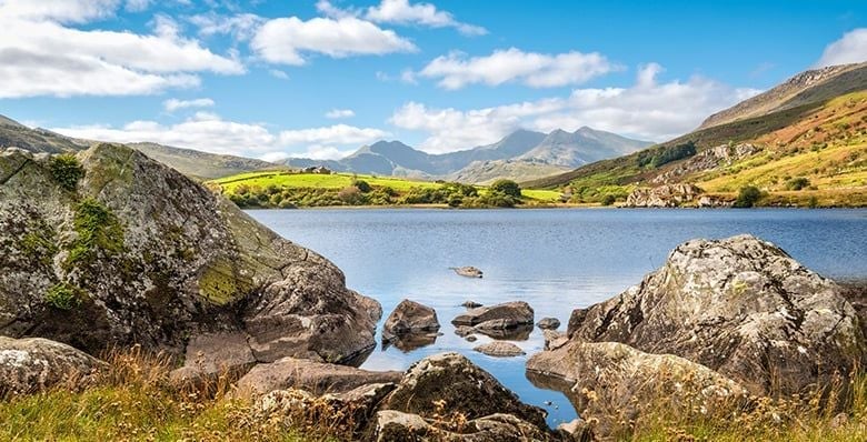 Lakeside view of Snowdonia