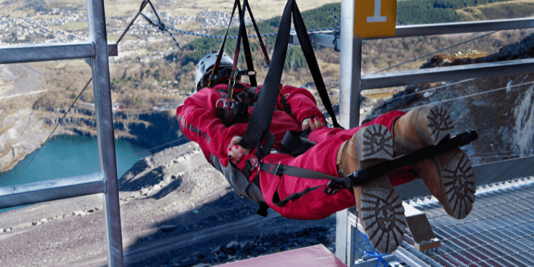 Zipline view of Snowdonia at Zip World 
