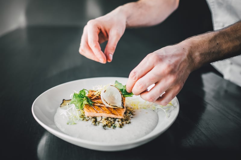 Meal at fine dining restaurant. 