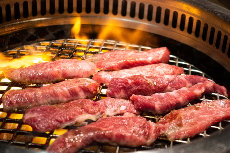 Meat cooked on the grill.